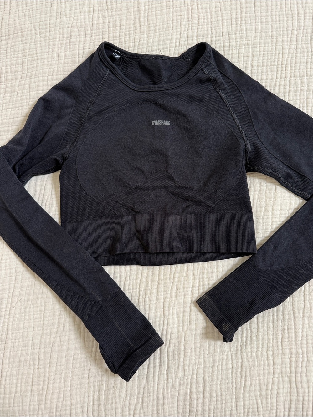 Gymshark Black Long-Sleeve Crop Performance Top